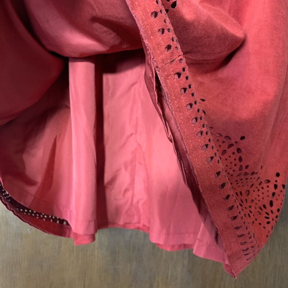 Rust Express Mini Skirt - Vegan Suede with Cutout Details, Lined - Boho - Picture 7 of 11